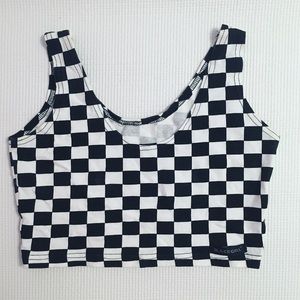Black and White Checkered Crop Tank Top